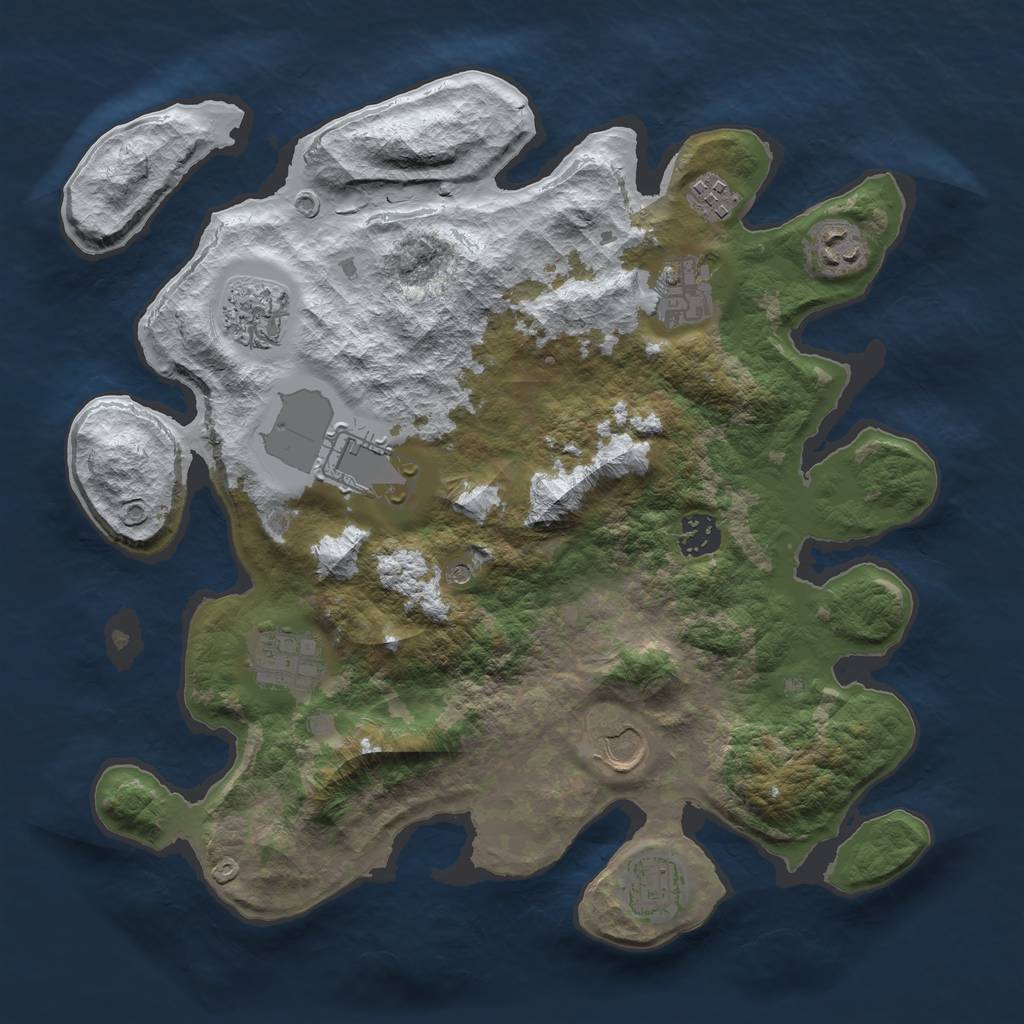 Rust Map: Barren, Size: 3500, Seed: 40102943, 12 Monuments