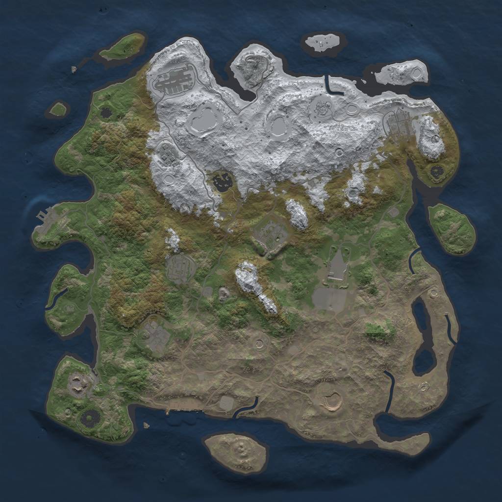Rust Map: Procedural Map, Size: 4000, Seed: 35629911, 19 Monuments