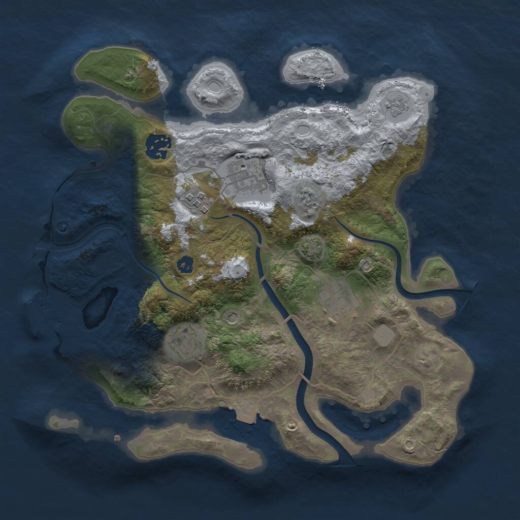 Rust Map: Procedural Map, Size: 3000, Seed: 5345345, 10 Monuments
