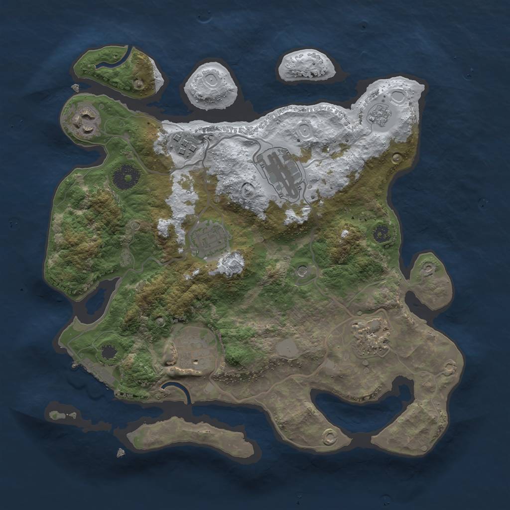 Rust Map: Procedural Map, Size: 3000, Seed: 5345345, 14 Monuments