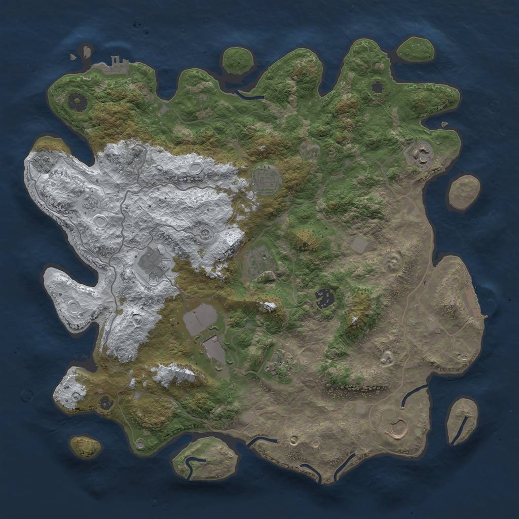 Rust Map: Procedural Map, Size: 4000, Seed: 462137863, 18 Monuments