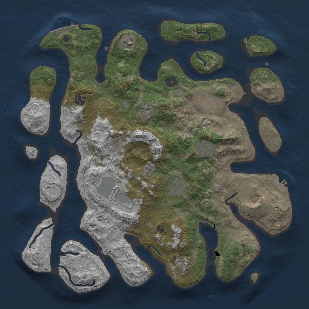 Rust Map: Procedural Map, Size: 4100, Seed: 34045061, 18 Monuments