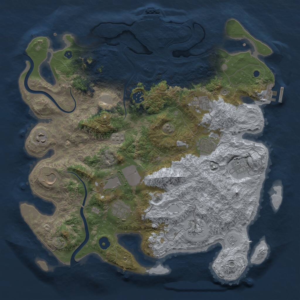Rust Map: Procedural Map, Size: 3850, Seed: 135457829, 16 Monuments