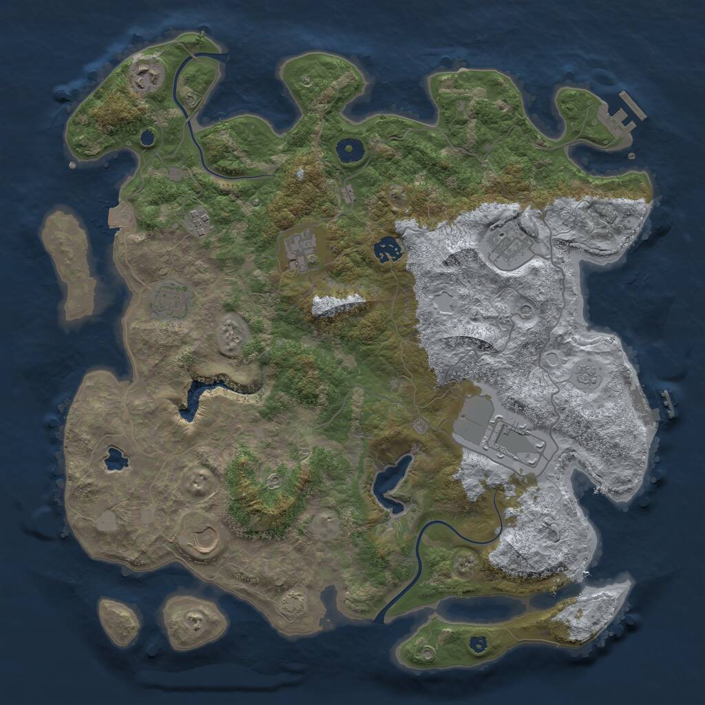 Rust Map: Procedural Map, Size: 4000, Seed: 1052398411, 14 Monuments