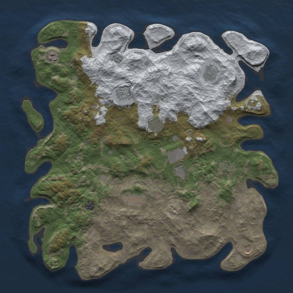 Rust Map: Barren, Size: 4500, Seed: 572583, 13 Monuments