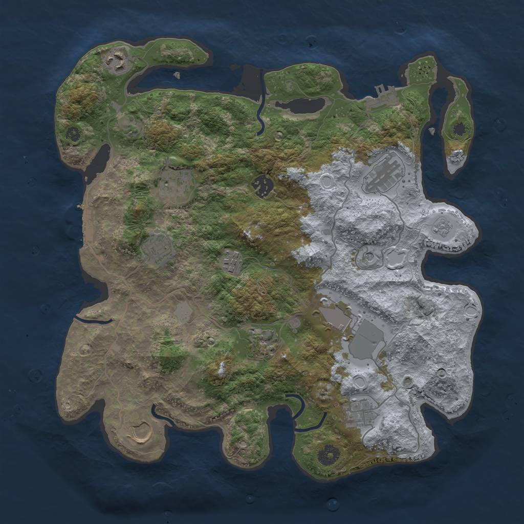 Rust Map: Procedural Map, Size: 3700, Seed: 1393992950, 17 Monuments