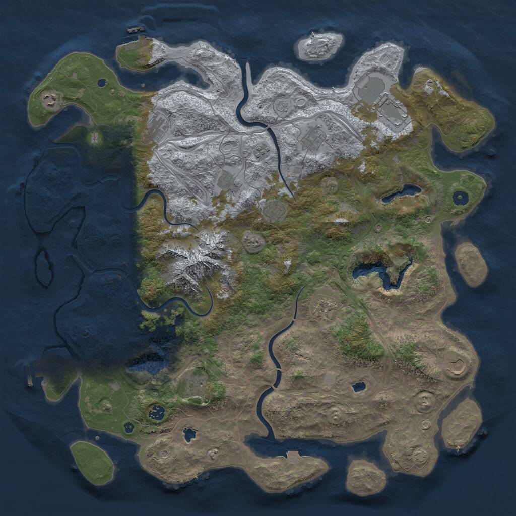Rust Map: Procedural Map, Size: 5000, Seed: 90543, 17 Monuments