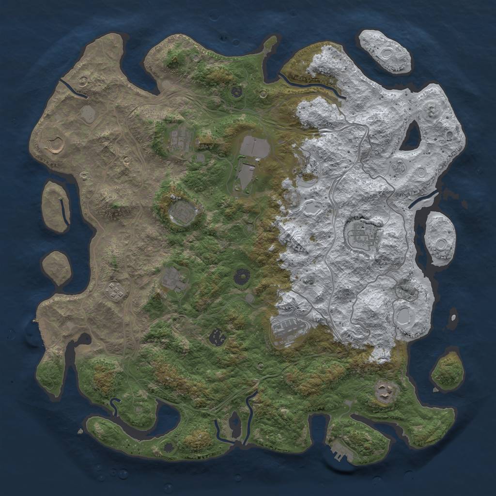 Rust Map: Procedural Map, Size: 4500, Seed: 1073035453, 19 Monuments