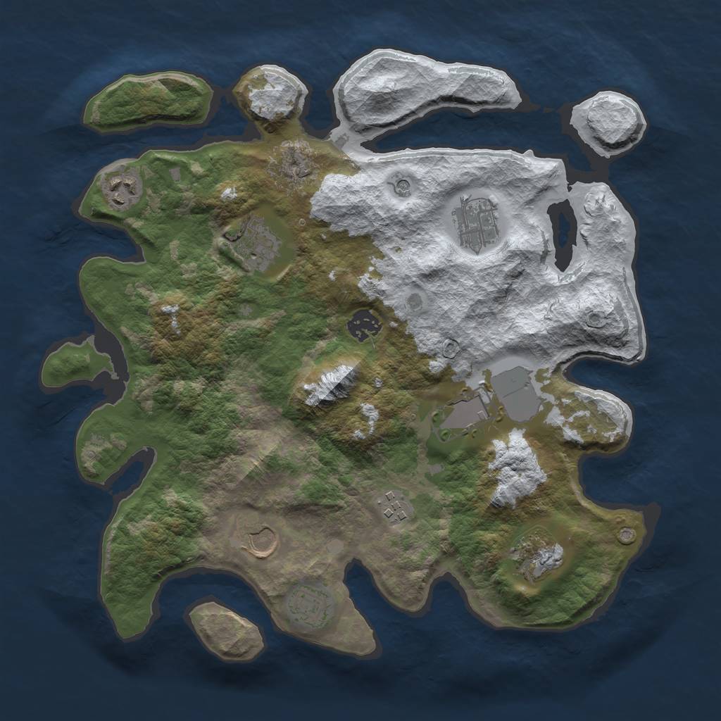 Rust Map: Barren, Size: 3500, Seed: 41552, 12 Monuments