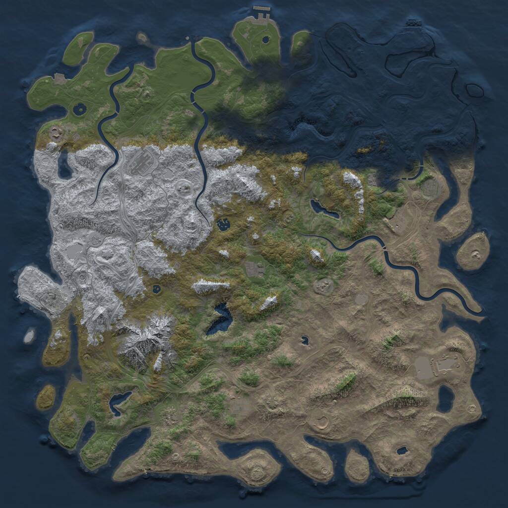 Rust Map: Procedural Map, Size: 6000, Seed: 474356564, 17 Monuments