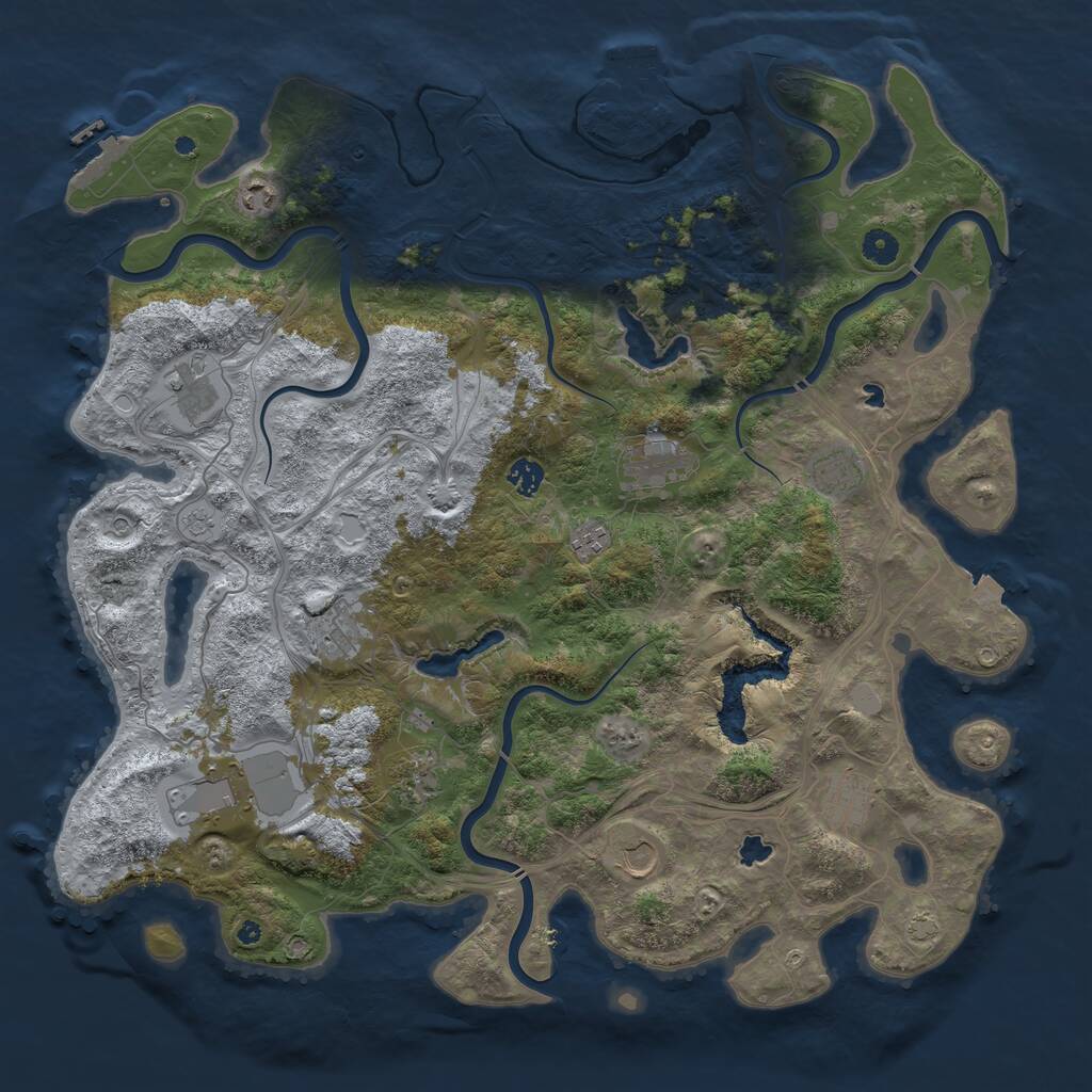Rust Map: Procedural Map, Size: 4600, Seed: 78941145, 17 Monuments