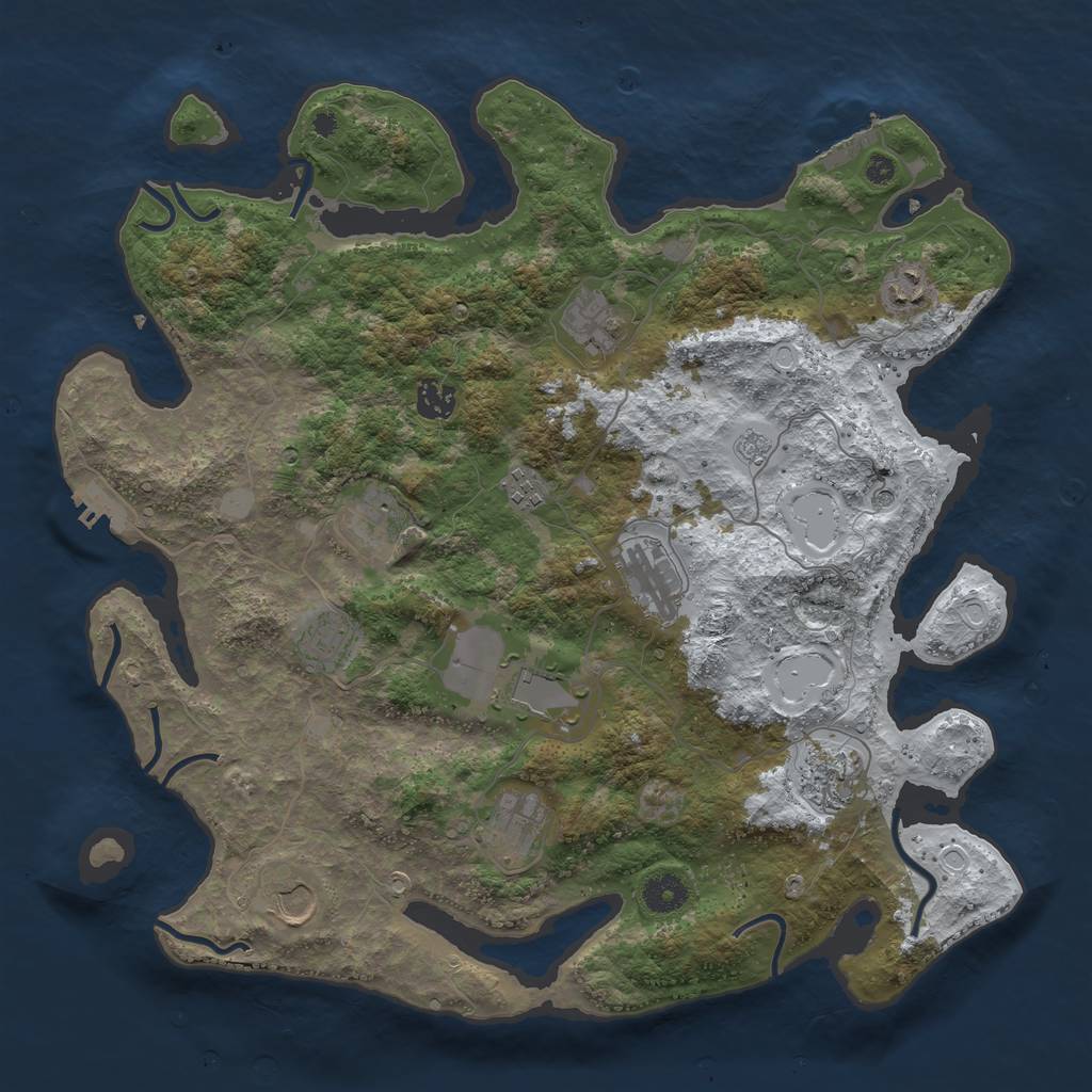Rust Map: Procedural Map, Size: 3950, Seed: 484383094, 20 Monuments