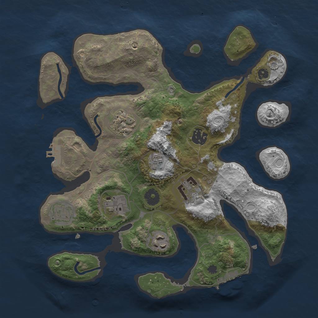 Rust Map: Procedural Map, Size: 3050, Seed: 38, 14 Monuments