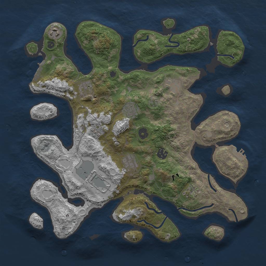 Rust Map: Procedural Map, Size: 3800, Seed: 613669974, 17 Monuments