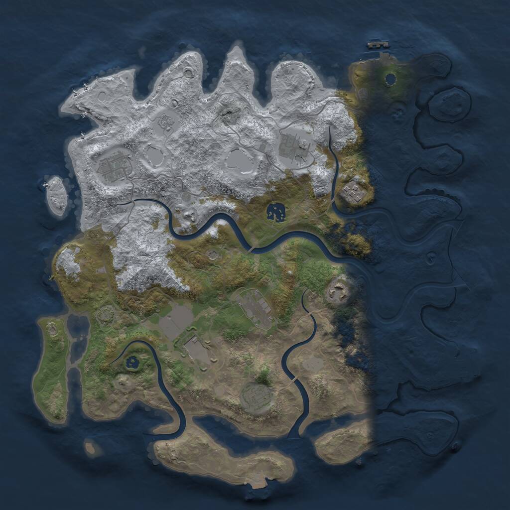 Rust Map: Procedural Map, Size: 3850, Seed: 42231990, 14 Monuments