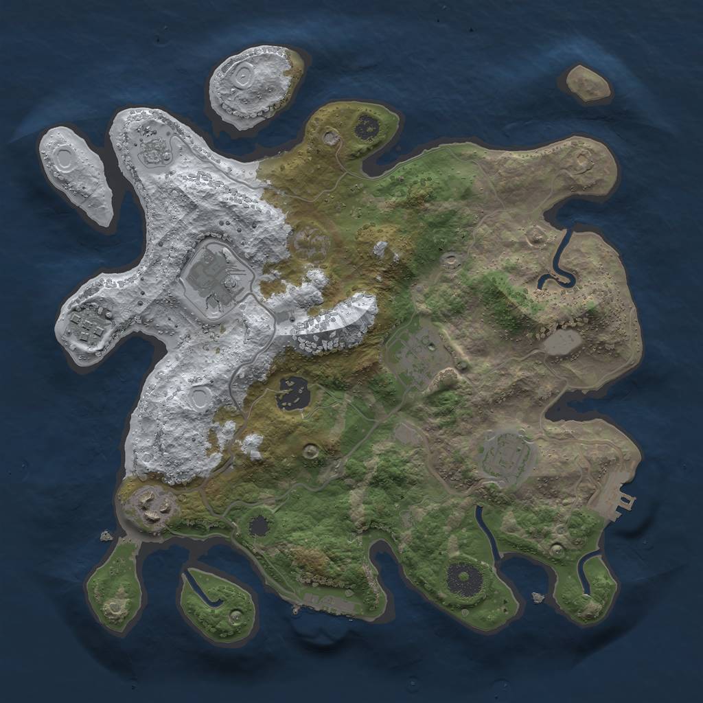 Rust Map: Procedural Map, Size: 3000, Seed: 28413841, 14 Monuments