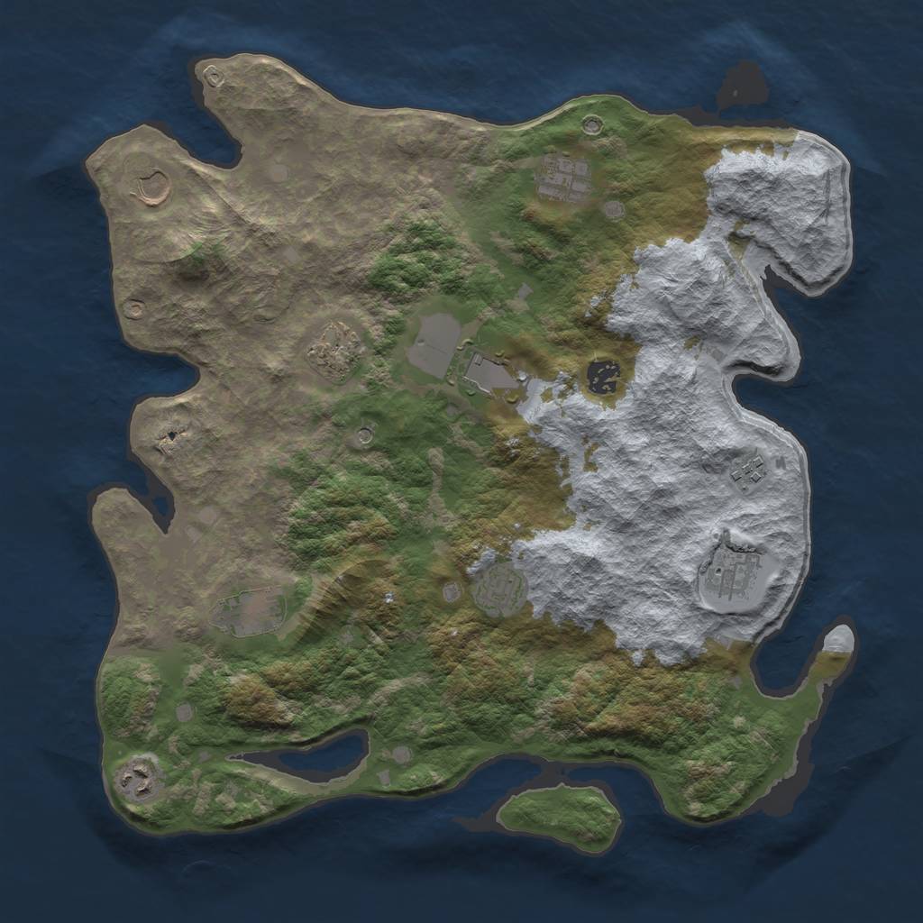 Rust Map: Barren, Size: 4000, Seed: 1154330242, 13 Monuments