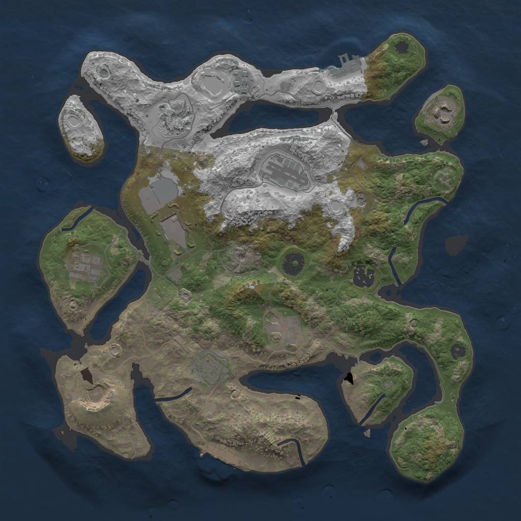 Rust Map: Procedural Map, Size: 3500, Seed: 81954805, 18 Monuments
