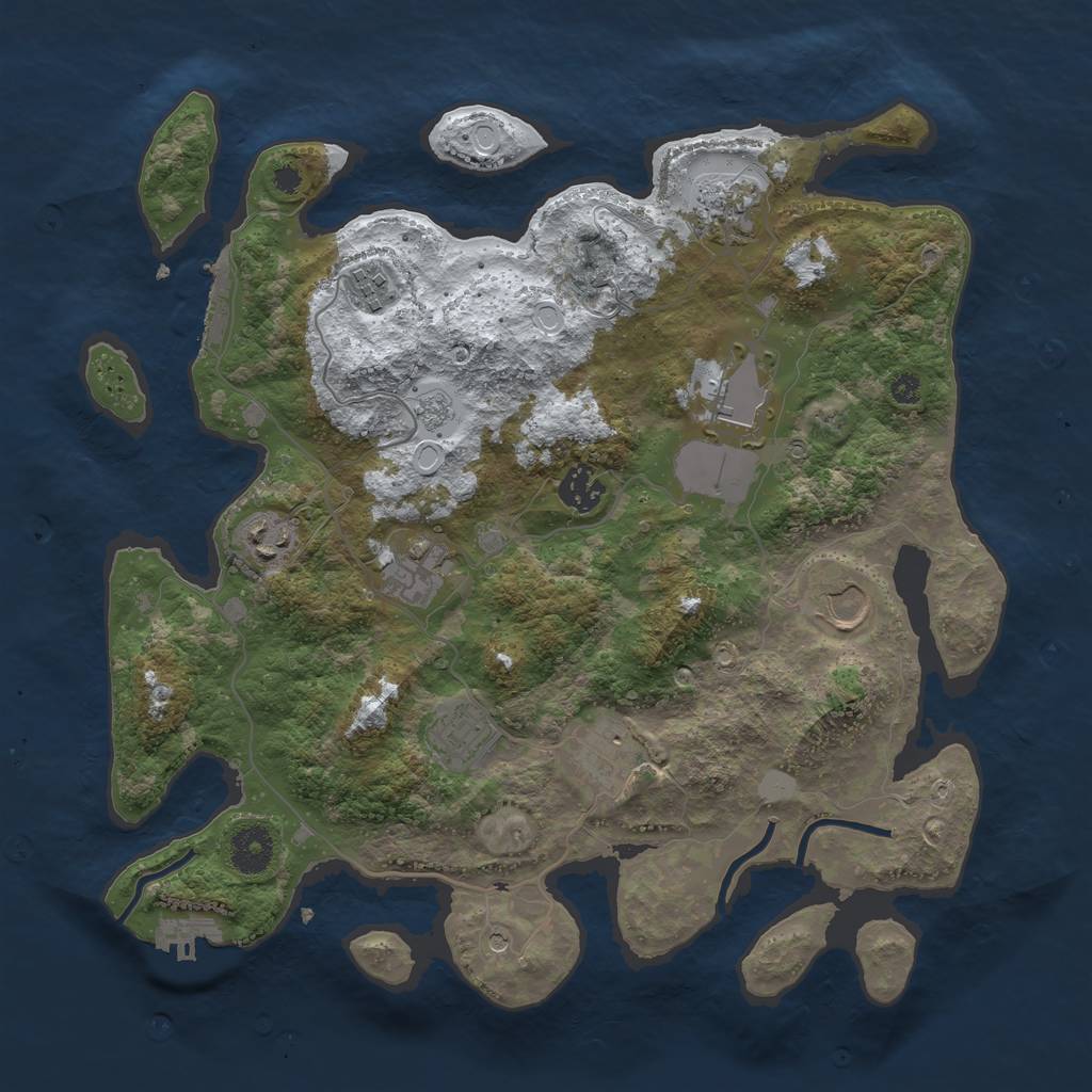 Rust Map: Procedural Map, Size: 3600, Seed: 608232408, 18 Monuments