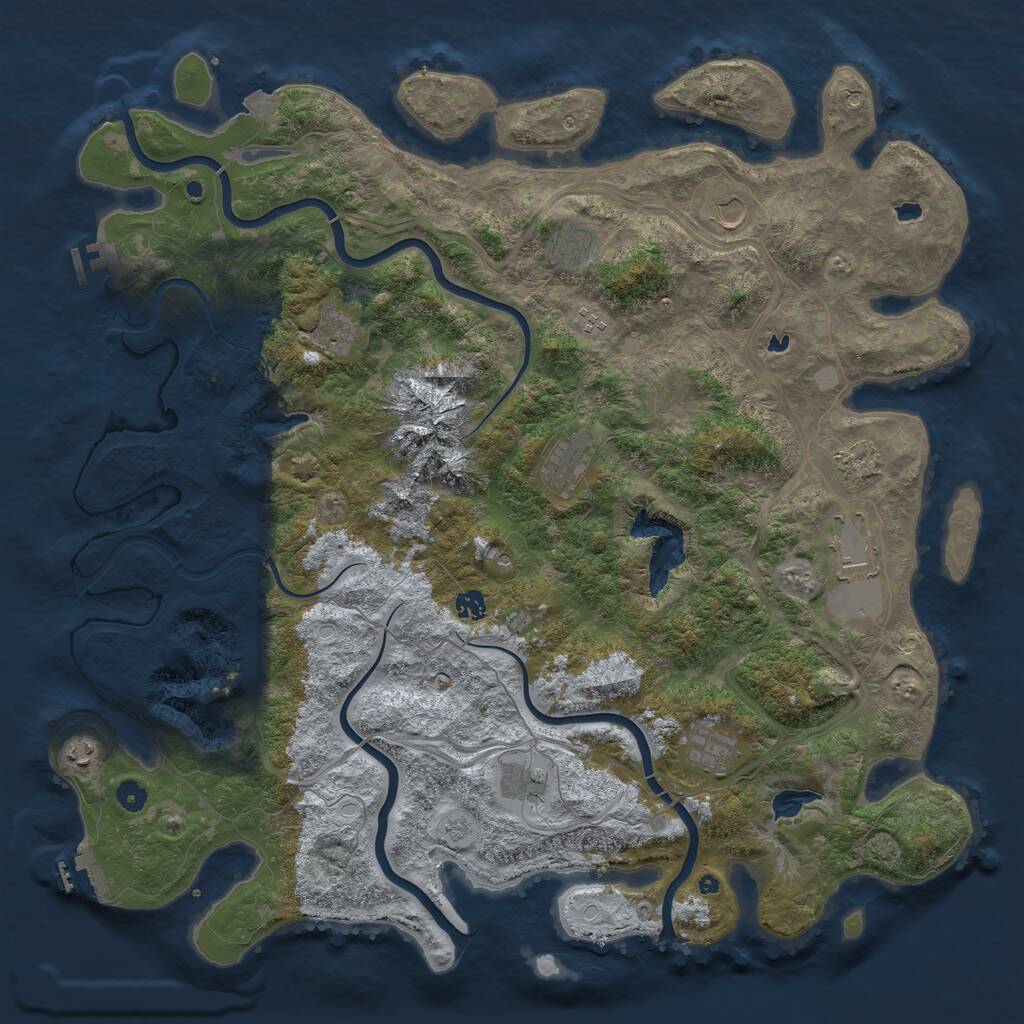 Rust Map: Procedural Map, Size: 5000, Seed: 308113867, 17 Monuments