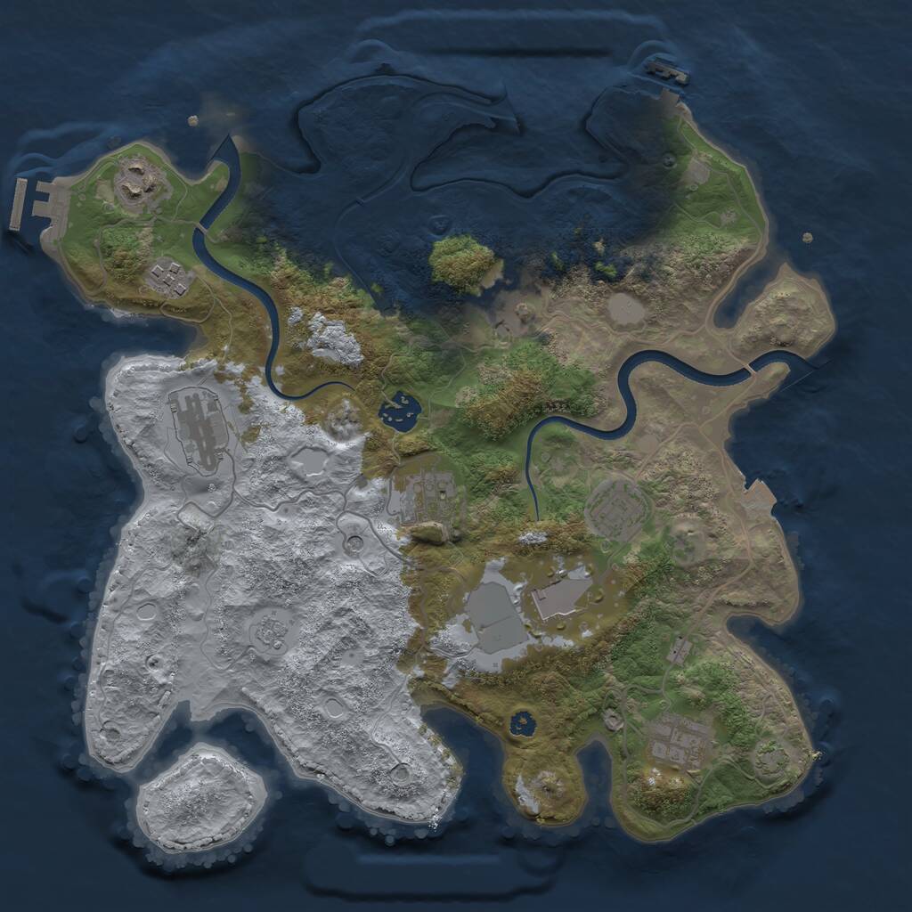 Rust Map: Procedural Map, Size: 3500, Seed: 151036, 15 Monuments