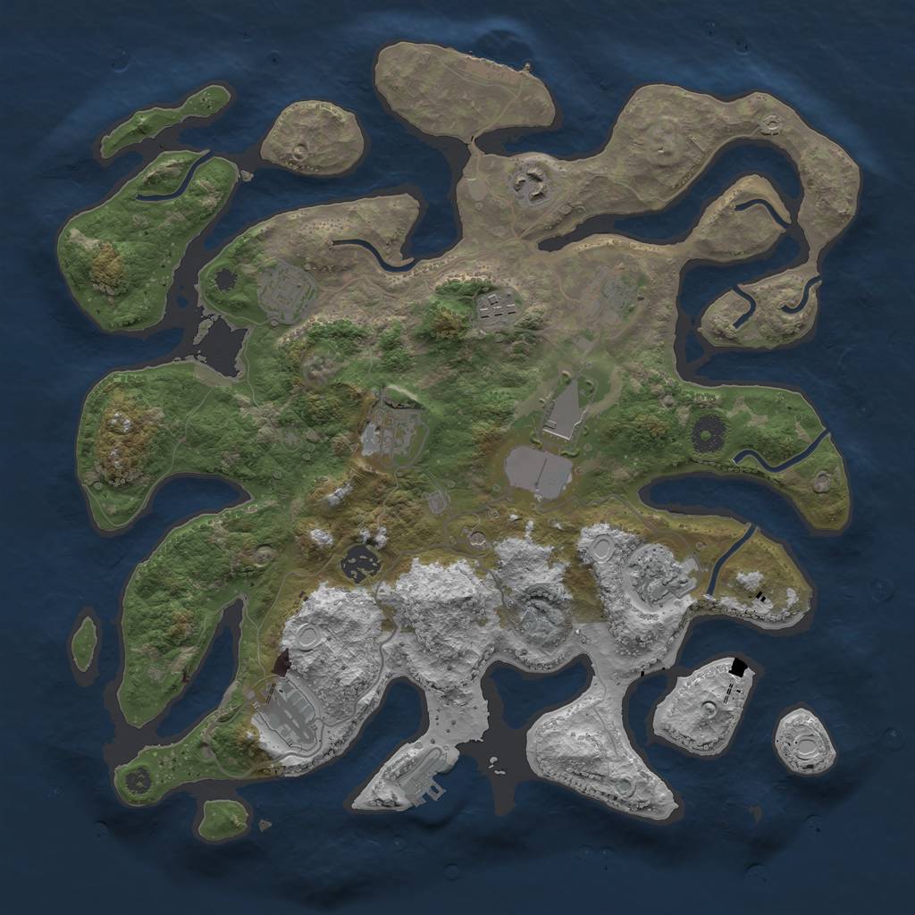 Rust Map: Procedural Map, Size: 3750, Seed: 2093700906, 17 Monuments