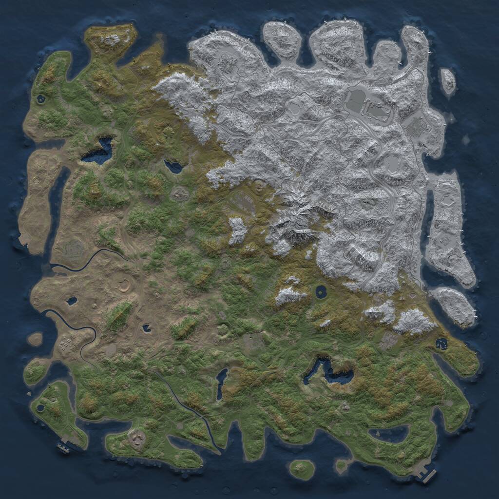 Rust Map: Procedural Map, Size: 6000, Seed: 23041999, 17 Monuments