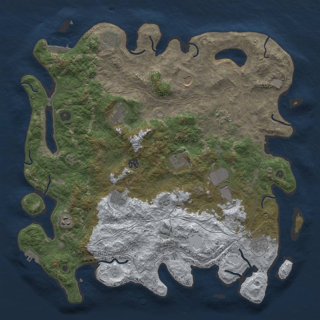 Rust Map: Procedural Map, Size: 4500, Seed: 5566, 20 Monuments