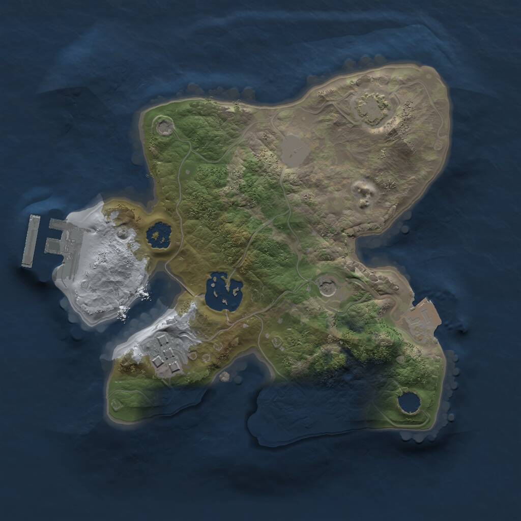 Rust Map: Procedural Map, Size: 2000, Seed: 6574, 6 Monuments