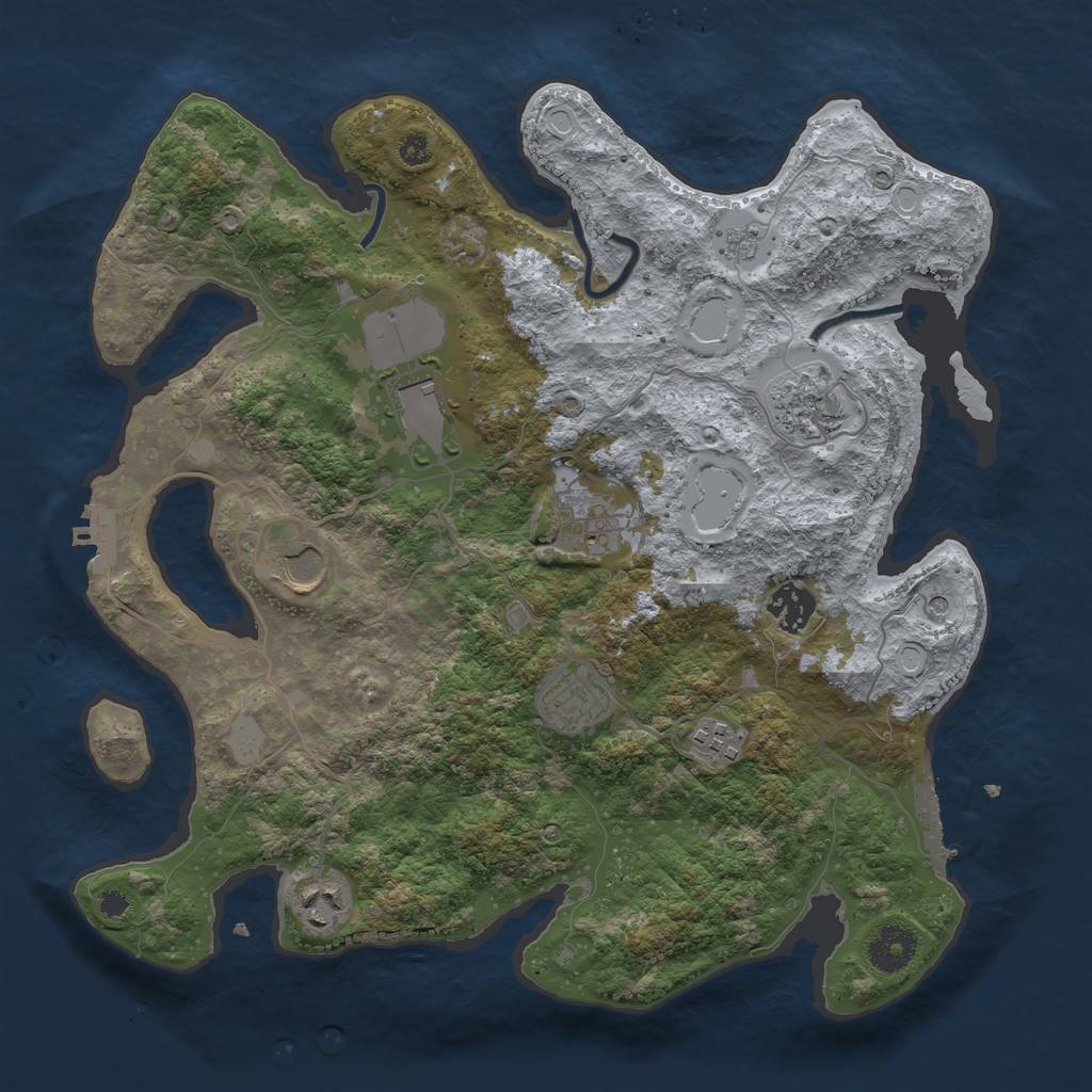 Rust Map: Procedural Map, Size: 3500, Seed: 931821, 17 Monuments