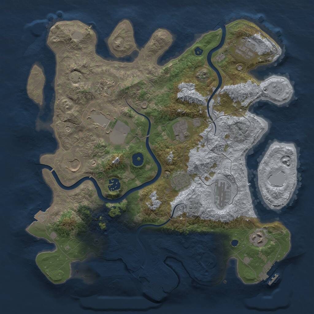 Rust Map: Procedural Map, Size: 3700, Seed: 622269274, 16 Monuments