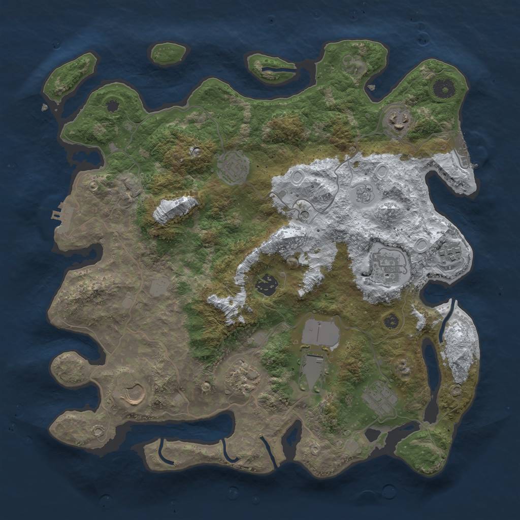 Rust Map: Procedural Map, Size: 3700, Seed: 20652, 18 Monuments