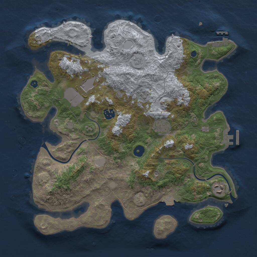 Rust Map: Procedural Map, Size: 3500, Seed: 527584334, 11 Monuments