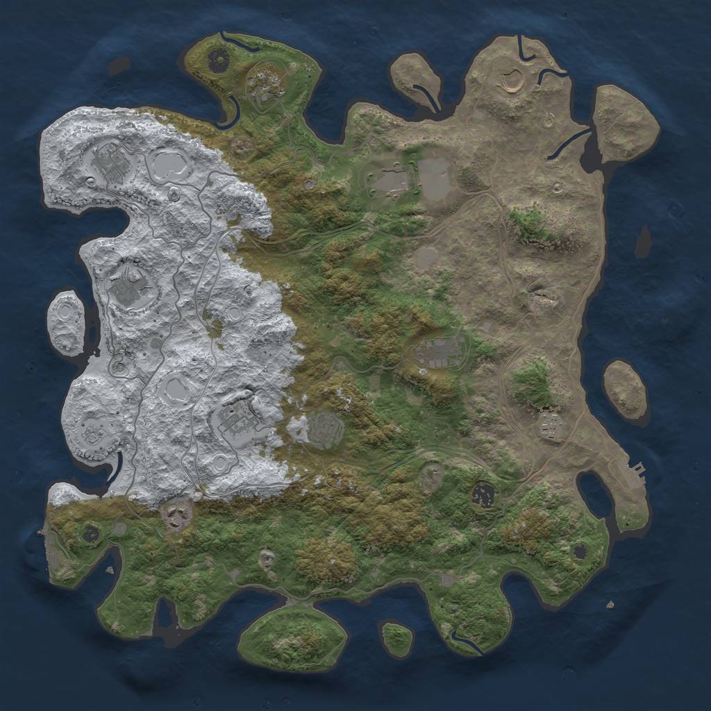 Rust Map: Procedural Map, Size: 4500, Seed: 1372408701, 20 Monuments