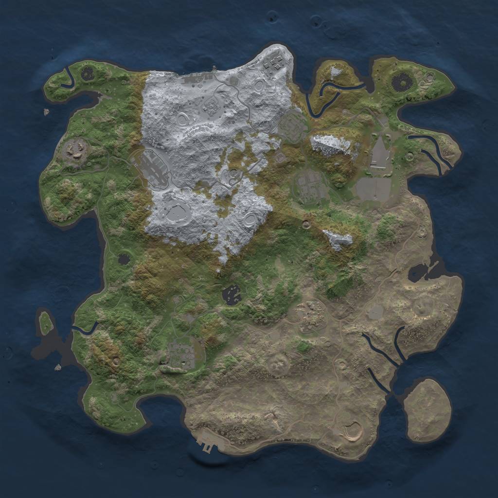 Rust Map: Procedural Map, Size: 3800, Seed: 91852643, 19 Monuments