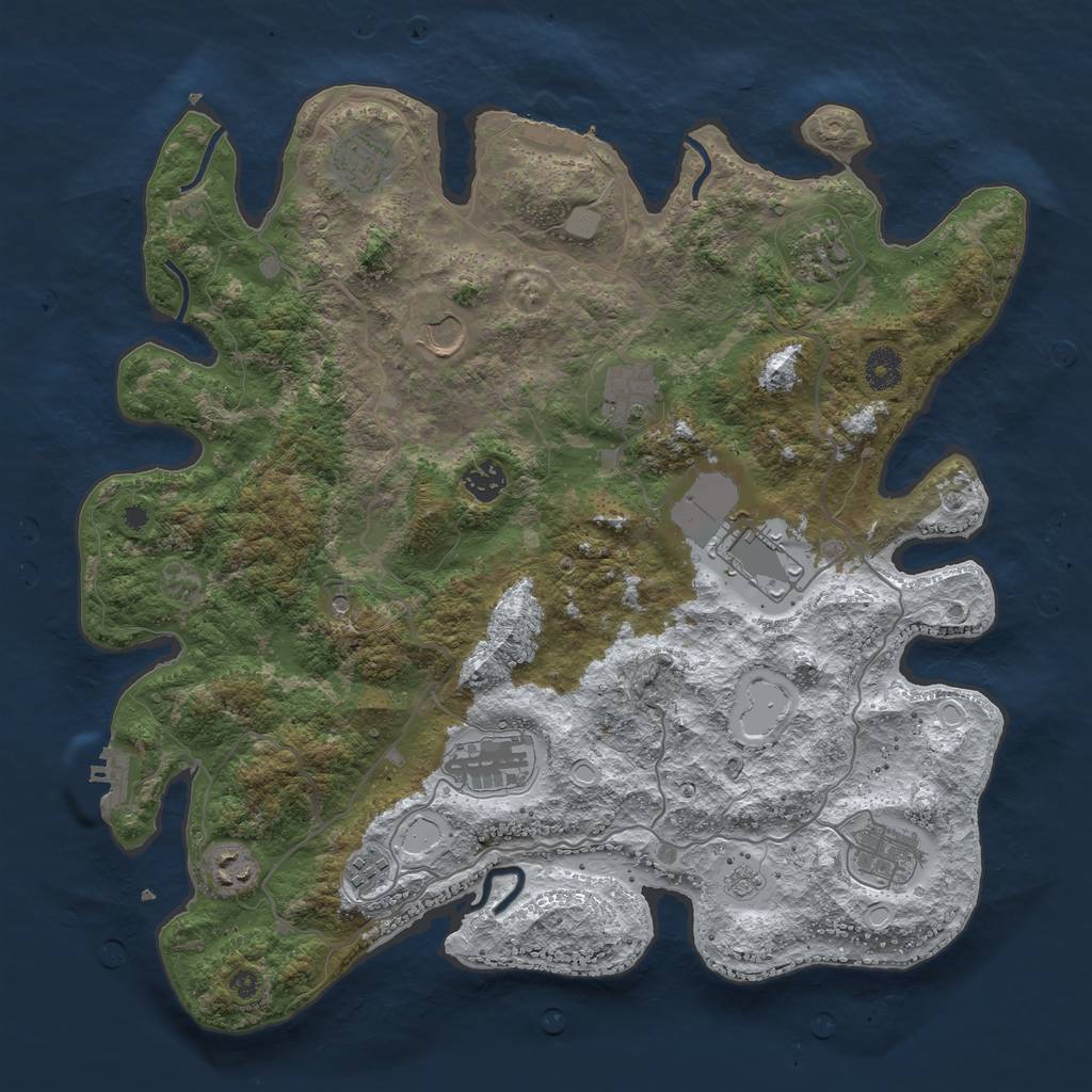 Rust Map: Procedural Map, Size: 4000, Seed: 411069, 19 Monuments