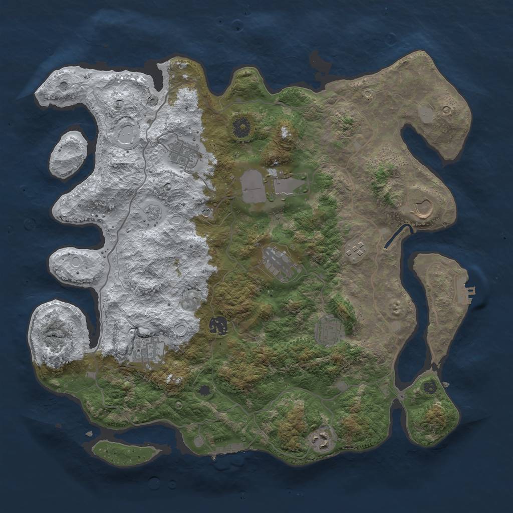 Rust Map: Procedural Map, Size: 4000, Seed: 388264595, 18 Monuments