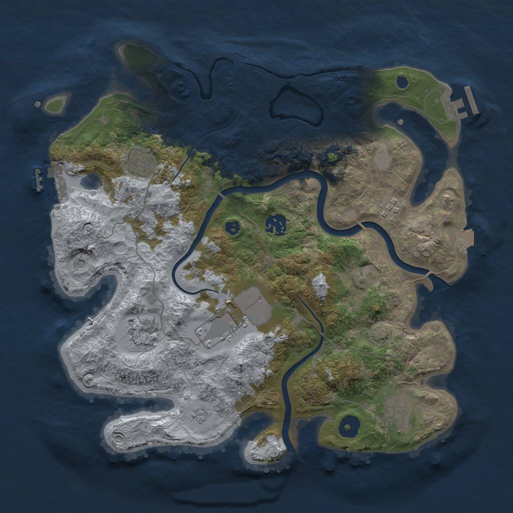 Rust Map: Procedural Map, Size: 3500, Seed: 2044699853, 12 Monuments