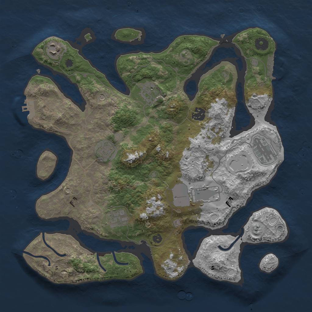 Rust Map: Procedural Map, Size: 3500, Seed: 535563665, 15 Monuments