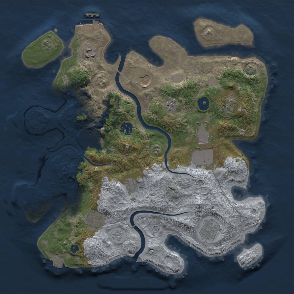 Rust Map: Procedural Map, Size: 3500, Seed: 1579812642, 16 Monuments
