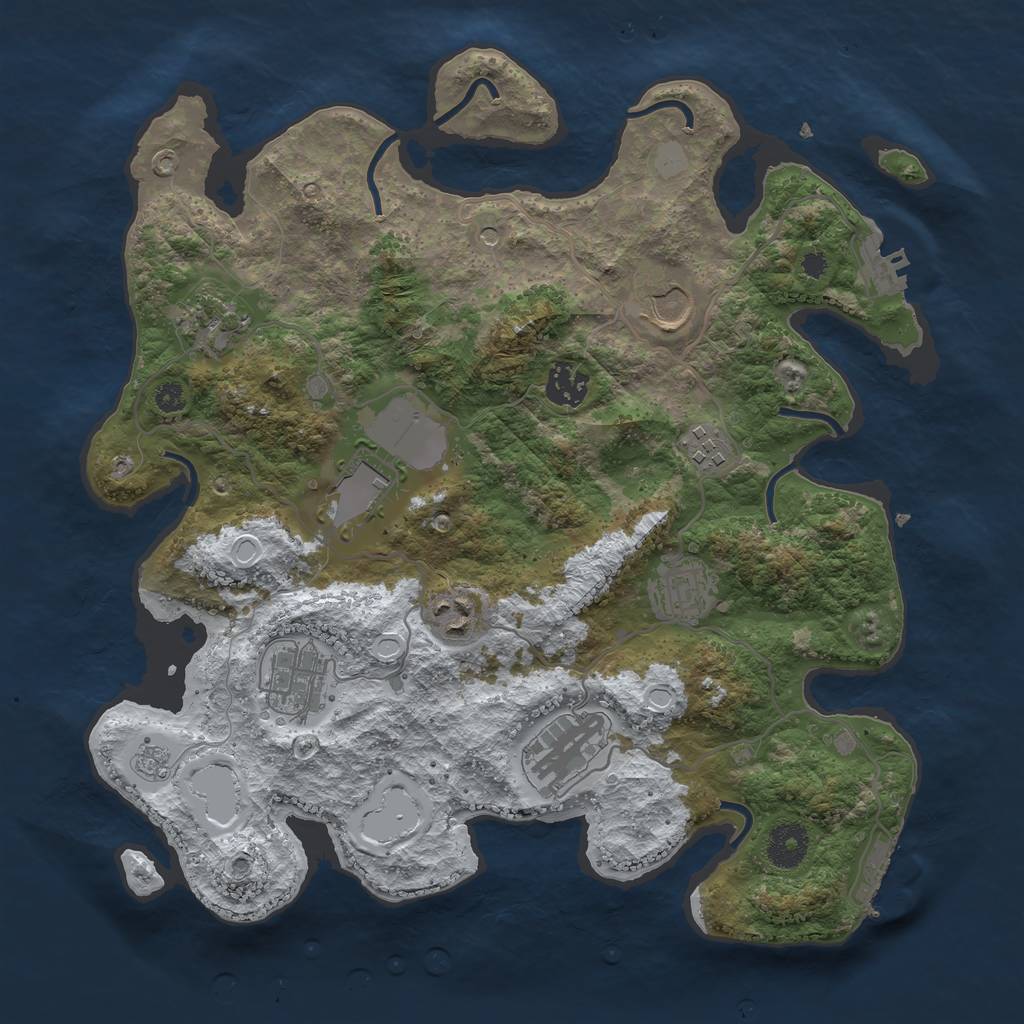 Rust Map: Procedural Map, Size: 3500, Seed: 323456789, 18 Monuments