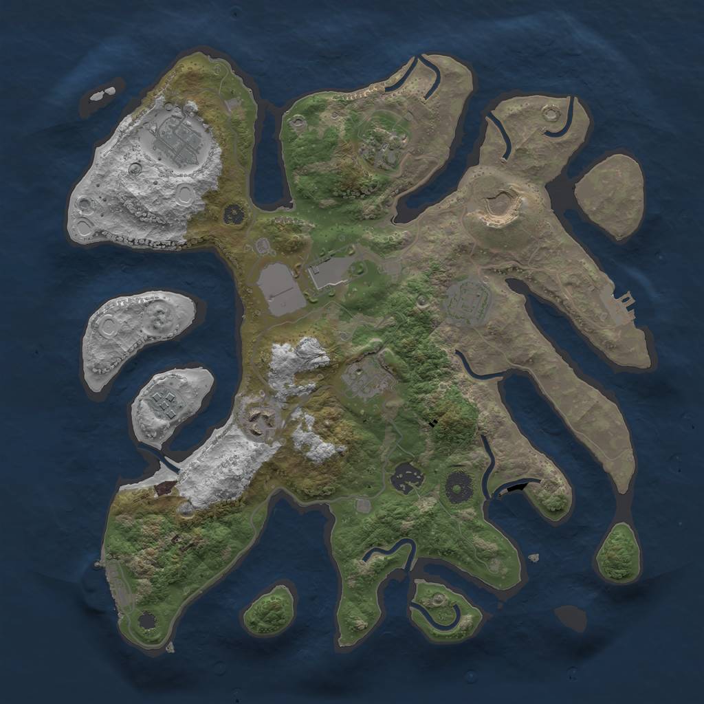Rust Map: Procedural Map, Size: 3500, Seed: 879260740, 16 Monuments