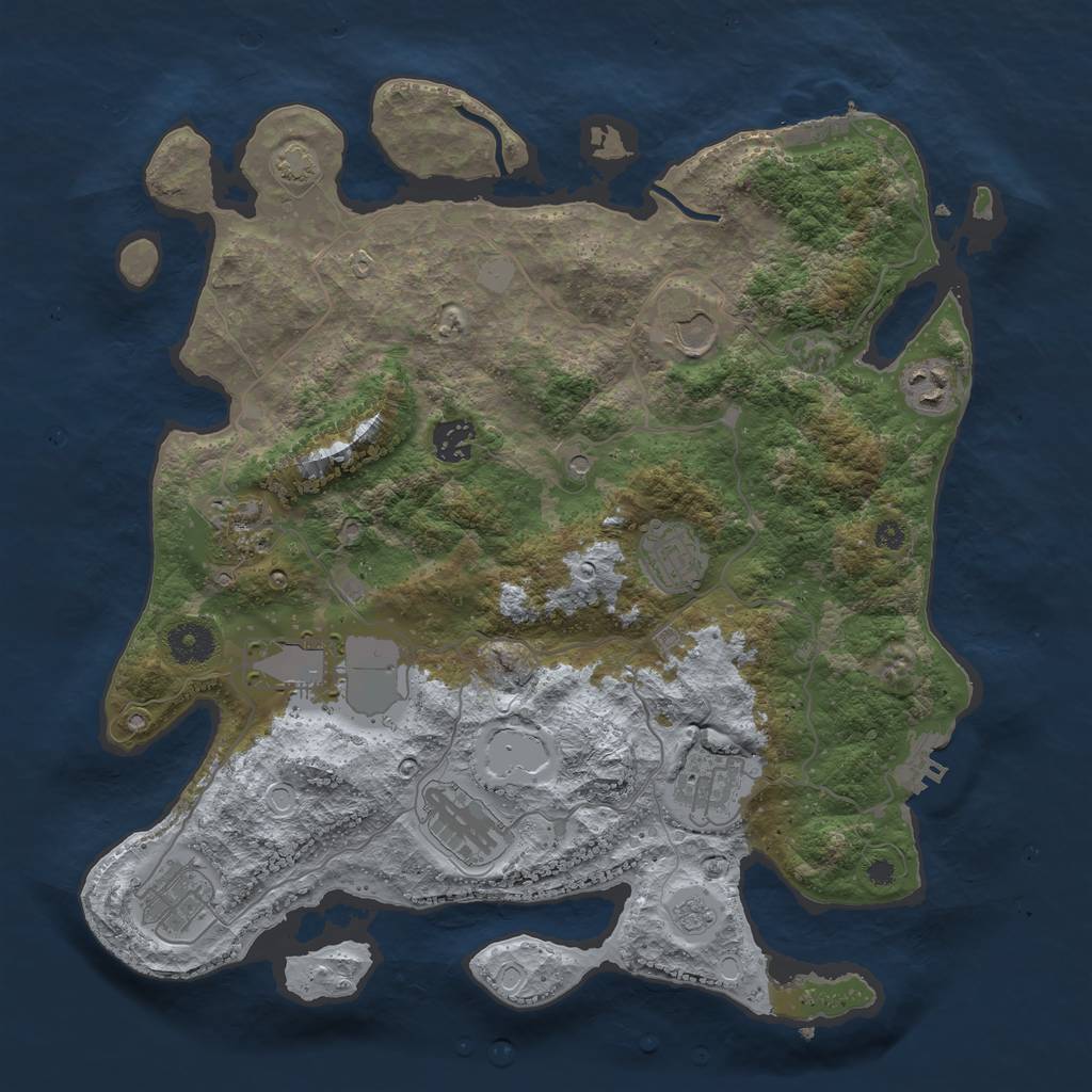 Rust Map: Procedural Map, Size: 3700, Seed: 30092021, 17 Monuments