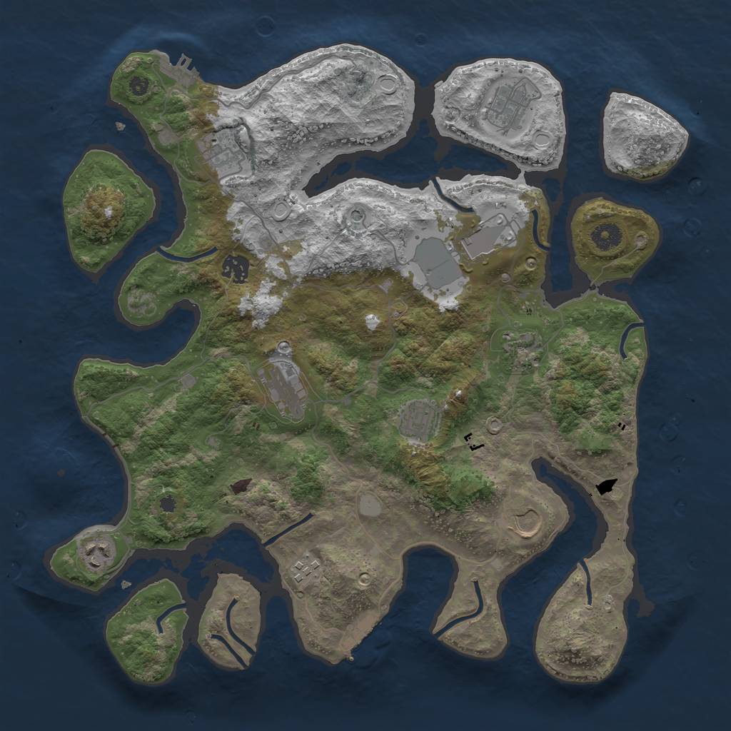 Rust Map: Procedural Map, Size: 3850, Seed: 980032750, 18 Monuments