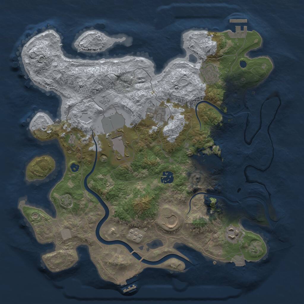 Rust Map: Procedural Map, Size: 3500, Seed: 316, 14 Monuments