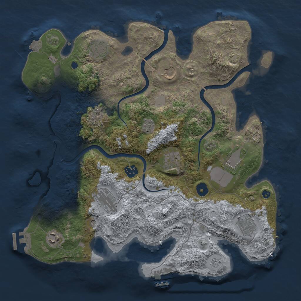 Rust Map: Procedural Map, Size: 3600, Seed: 11021, 15 Monuments