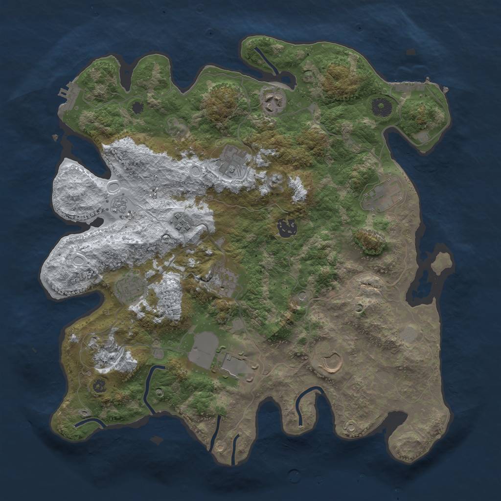 Rust Map: Procedural Map, Size: 3750, Seed: 142486631, 19 Monuments