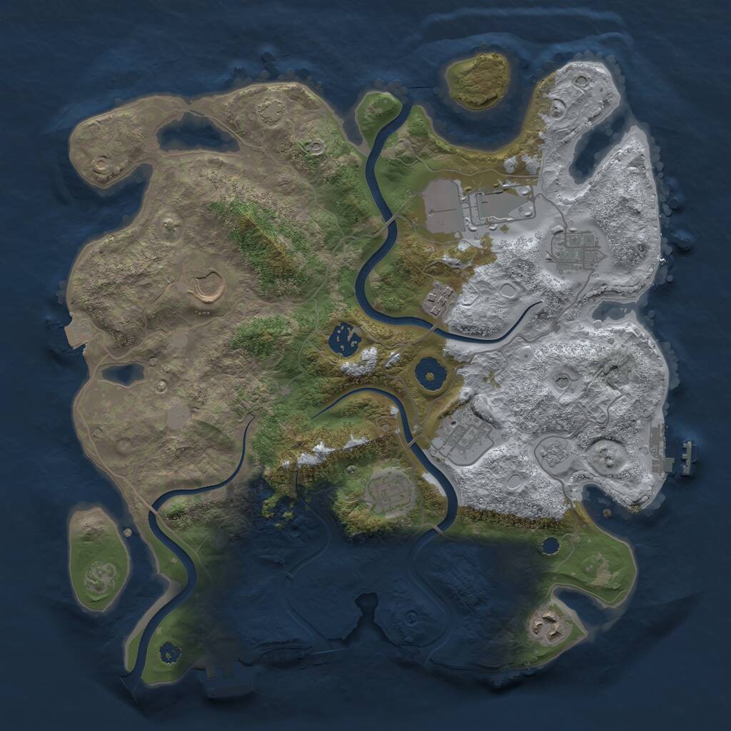 Rust Map: Procedural Map, Size: 3500, Seed: 8416516, 14 Monuments