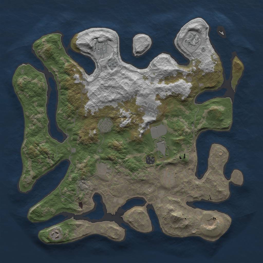 Rust Map: Barren, Size: 4250, Seed: 1332854992, 14 Monuments