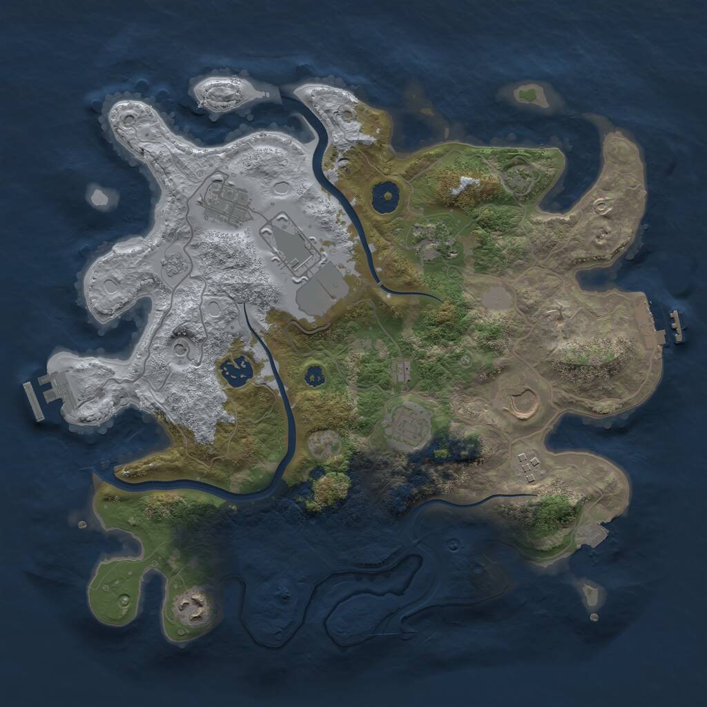 Rust Map: Procedural Map, Size: 3500, Seed: 180233573, 14 Monuments